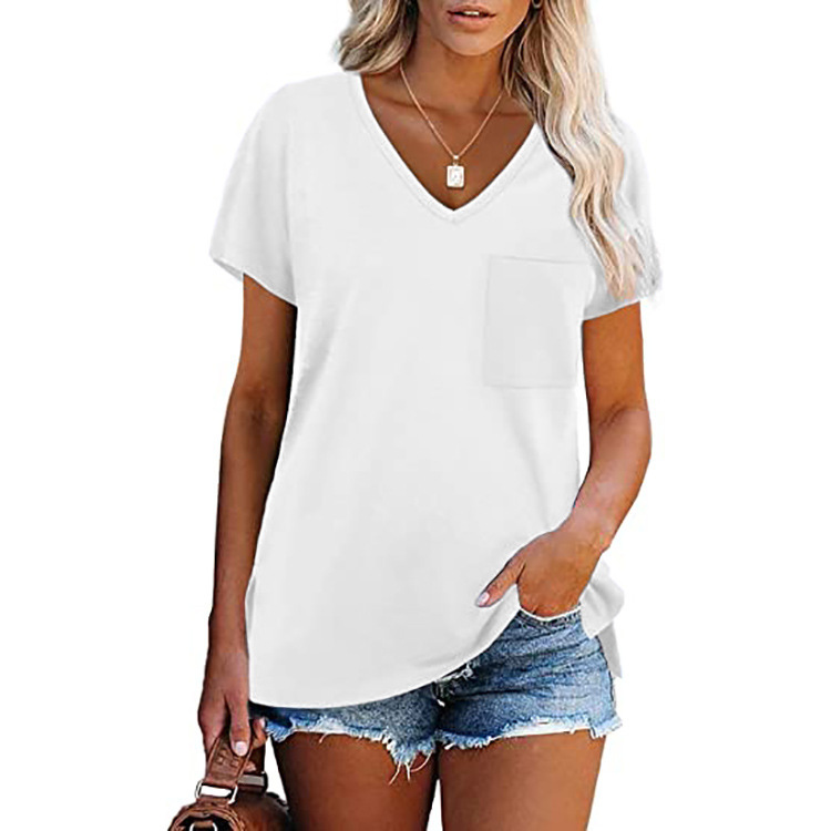 spring and summer new solid color stitching T-shirt NSLZ42694