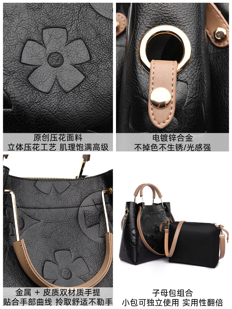 Bolso de mano de nuevo estilo para mujer, de alta gama, gran capacidad, tipo cubo, moderno, con relieve, para el día a día.