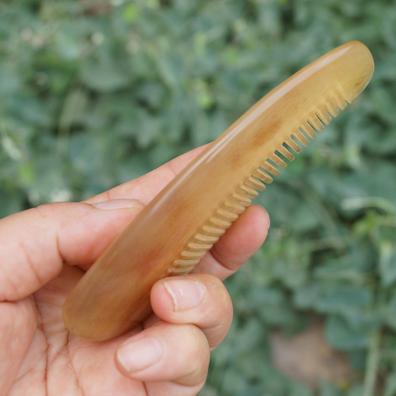 天然正品牛角梳子情人节加厚便携专用女梳密齿按摩梳刻字长发|undefined