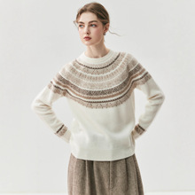北欧费尔岛风格！复古提花山羊绒衫女25秋冬圆领宽松百搭针织毛衣