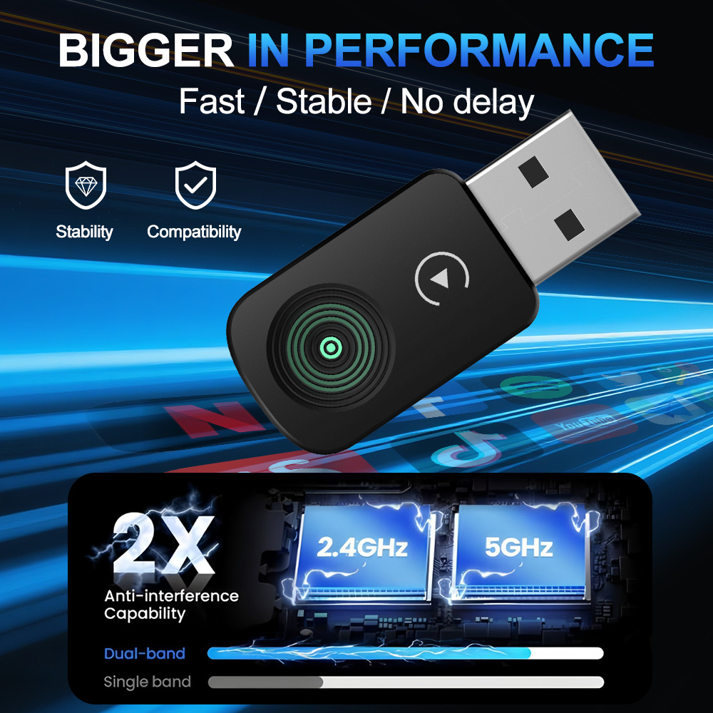 Cross-Border Wired to Wireless Carplay Box Car Adapter Module Two-In-One Portable Car-Machine Connectivity Box