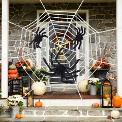ハロウィン装飾クモの巣小道具三角形ラウンドネット黒、白模擬クモ屋内シーン装飾
