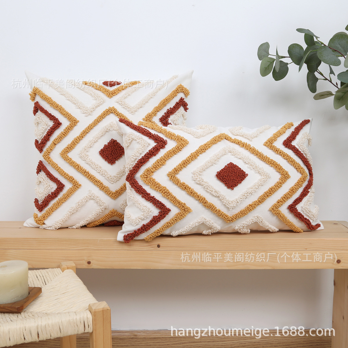 Moroccan geometric loop velvet pillow case vintage embroidered cushion living room bedside homestay backrest cross-border Middle East hot sale
