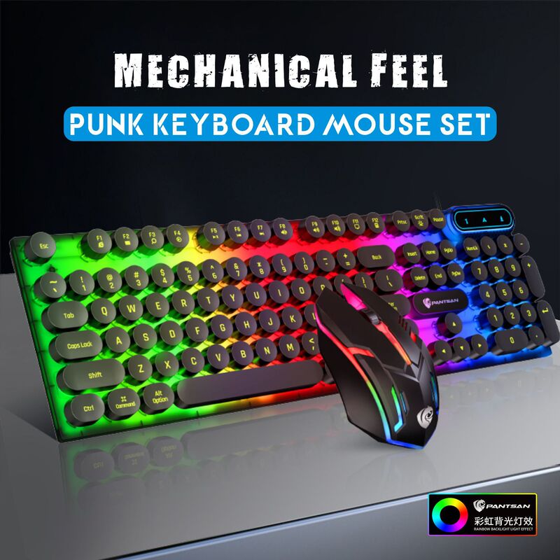 Panson PK100 Punk Wired Luminous Mechanical Feel Keyboard Neutral Desktop Laptop External Membrane Keyboard
