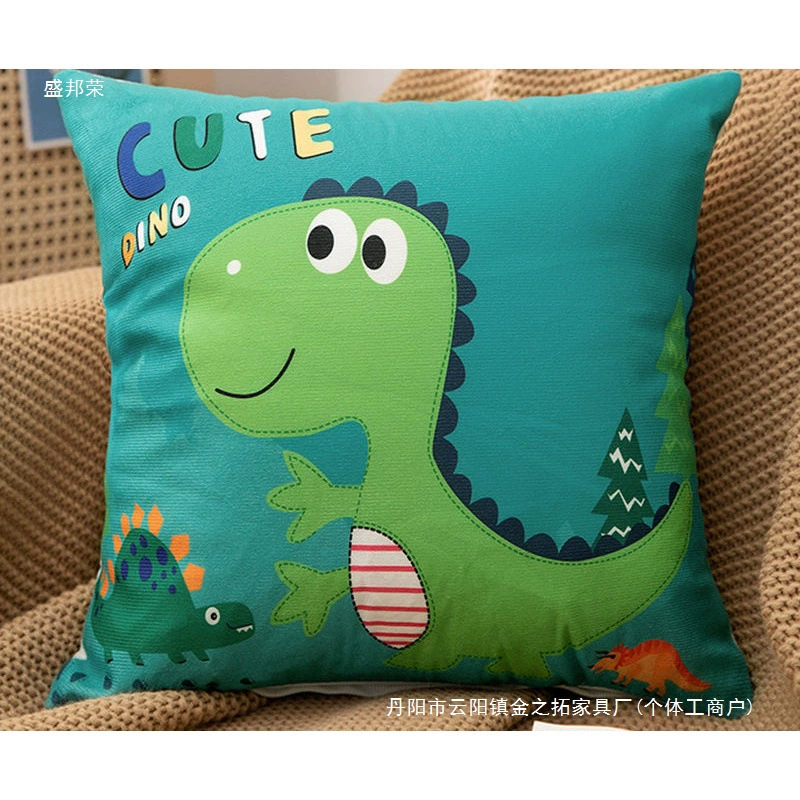Короткая плюшевая подушка для дня рождения с героями мультфильмов, детская кровать, маленькая квадратная подушка с динозавром, подушка для дивана для гостиной, студенческая подушка для обеденного перерыва 40 см