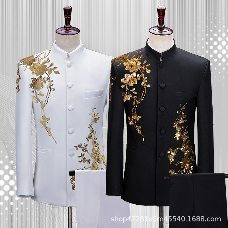Li Ling New Chinese Tunic Suit for Men and Youth Republic of China Black Suit Student Coat Choir Coat Chinese Style