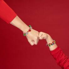 亚马逊热销圣诞编织铃铛手链圣诞礼物手环串珠幸运闺蜜情侣手绳
