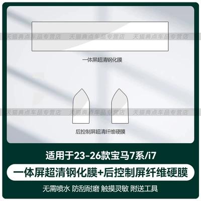 Car interior film, door control screen of the - 2023-2026-7-seriesi7-integrated-screen-ultra-clear-tempered-glass-film-rear-control-screen-fiber-hard-film