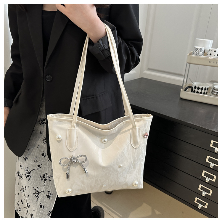Casual work commuting bag for women, large capacity, new Spring 2025, stylish and simple single-shoulder shopping bag tote bag Specification drawing