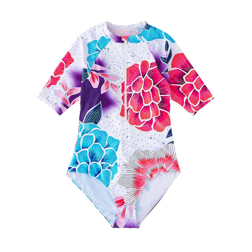 Elegant European and American Floral Print One-Piece Sun Protective Swimsuit for Women, Diving Suit, Fashionable Swimwear and Surfing Suit