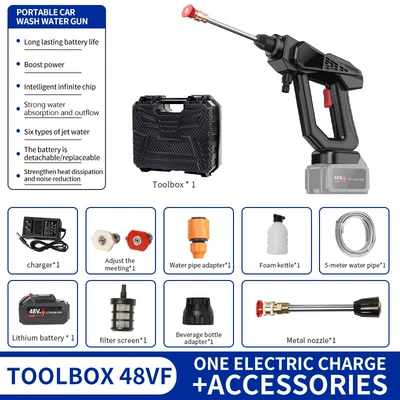 Car Wash Water Car Wash High – High pressure car wash water gun - 8107-high-pressure-water-gun-black-10-electric-48hv-packed-in-tool-box