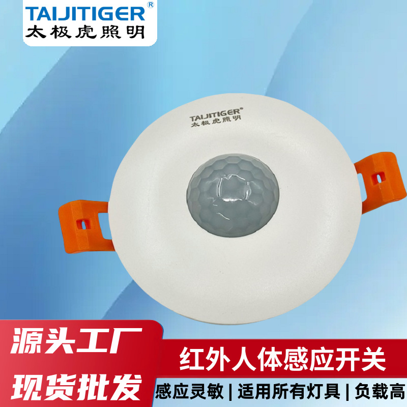 220V Infrared Human Body Sensor Light Switch with Delay Time-Controlled Adjustable Module Embedded Concealed Ceiling Mount Controller