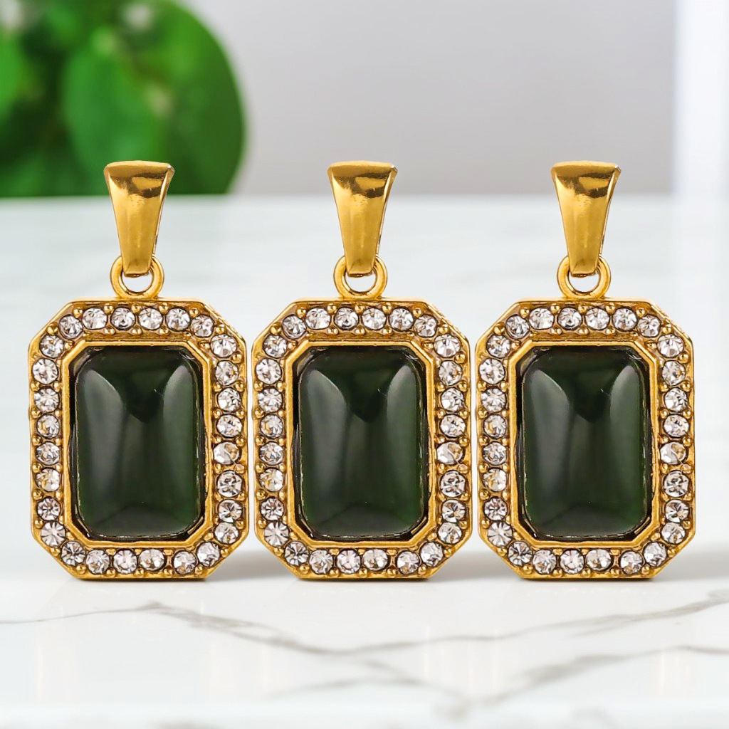 Collar transfronterizo verde dama moda atmósfera versátil colgante de cadena de clavícula de acero inoxidable joyería al por mayor