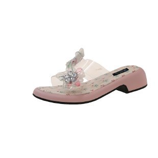 "Miaolu" estilo de ballet fresco ~ zapatillas de talón grueso de la mujer de verano con sandalias de dedos desnudos