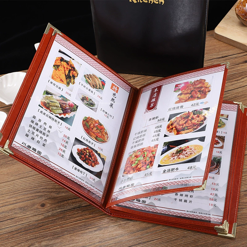 Отель Рецепт Книги производство A4 меню клип ПВХ вкладными листами Обложка вставка прозрачный прайс-лист вина на заказ завод