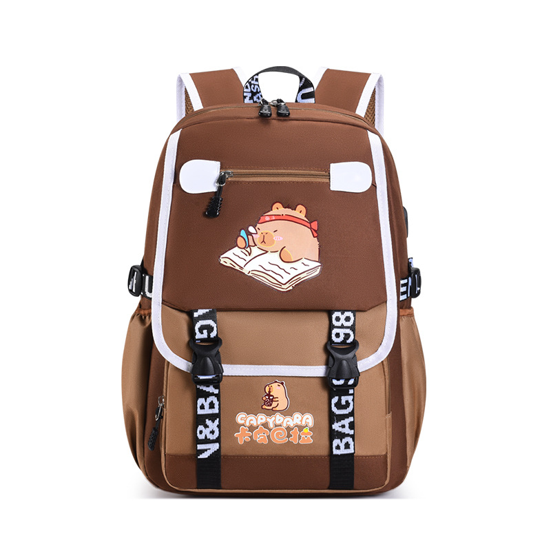 Nuevas mochilas transfronterizas para estudiantes de primaria, mochila Kapibara, mochila multicapa multifuncional de gran capacidad, mochila resistente a la suciedad.