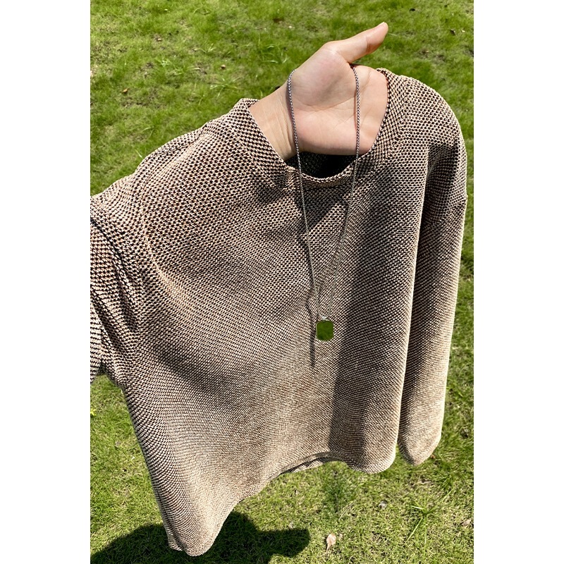 2026 Autumn New Luxury Men's Clothing, Plus Size Trendy Brand Men's Round Neck Long Sleeve Loose Textured Jacquard Top, Wholesale 2026 Autumn New Luxury Men's Clothing, Plus Size Trendy Brand Men's Round Neck Long Sleeve Loose Textured Jacquard Top, Wholesale