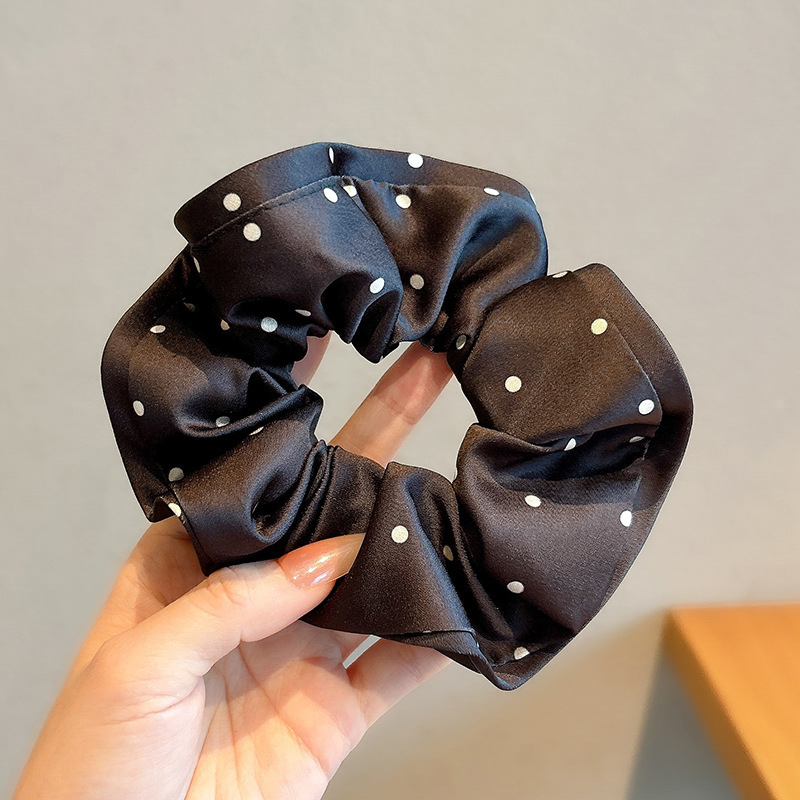 Accesorio para el cabello de estilo francés para mujer, pañuelo cuadrado simple, coletero de gran tamaño con ribete de encaje.