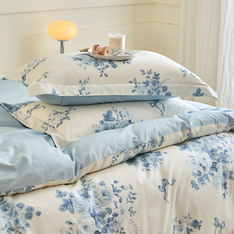 Parure de lit en coton style frais pour chambre à coucher_voghion.com