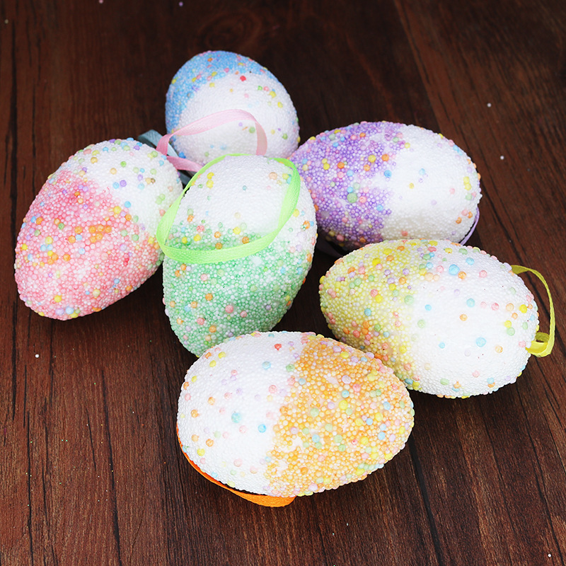 Huevo de Pascua 4 * 6CM huevo de doble color DIY colgante decoración de la escena de vacaciones en stock