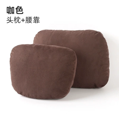 Headrest Car Backrest Pillow - brown-value-set-dupont-cotton-core-suede-breathable-perforation
