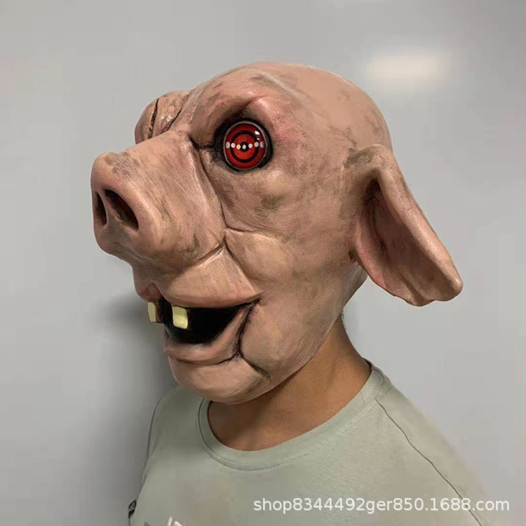 Vio horror 9 cabeza de cerdo máscara miedo sala de lucha Vio el cine y la televisión accesorios de Halloween horror vestido de látex sombrerería