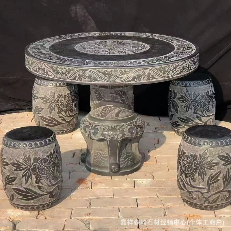 Открытый внутренний двор каменный стол каменный стул антикварный китайский парк Вилла каменный стол и стул комбинированные старые каменные столы для отдыха