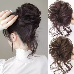 Wig ring fluffy balls head curly hair ring flower bud lazy wind simulation hair long whiskers chicken tail hair ring factory wholesale