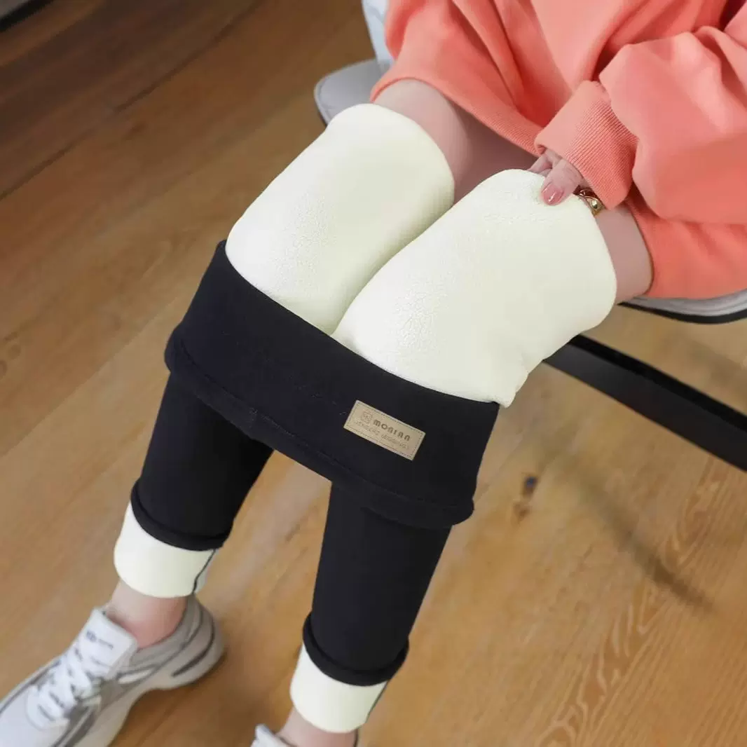 特厚羊羔绒打底裤子女冬季新款加绒加厚外穿高腰大码东北保暖棉裤