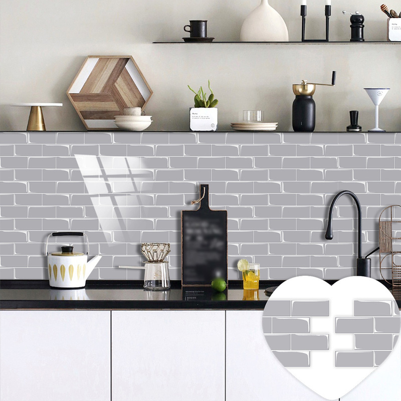 Cross-border source gray shaped brick wall stickers kitchen backsplash bathroom transformation thickened crystal hard tile stickers