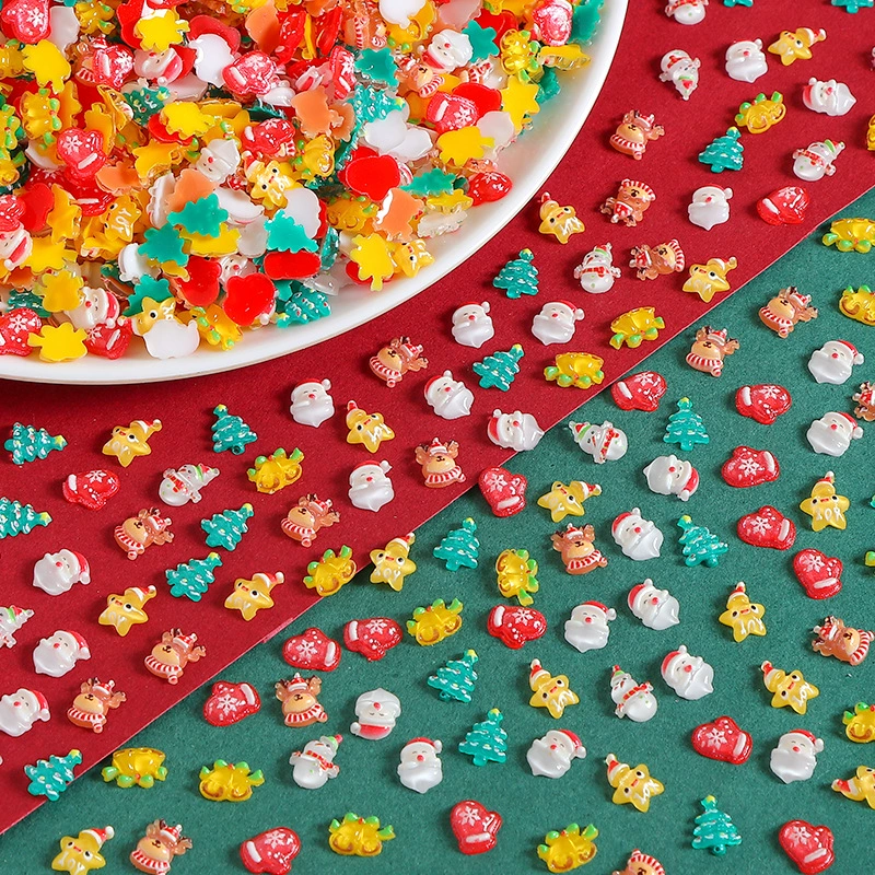 Рождественские супер мини-желе с тонким блестящим мультяшным лосем, снеговиком, Санта-Клаусом, сделай сам, заколка для дизайна ногтей, ювелирные аксессуары