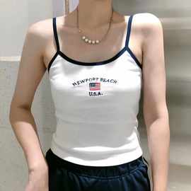 Brandy BM新款美式拼接newport刺绣吊带女 bm纯棉内搭背心外穿夏