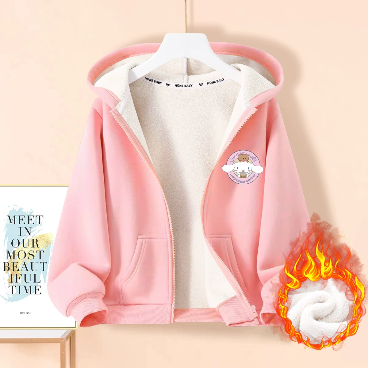 Детская куртка на молнии с капюшоном, новая зимняя модель 2025 года, утепленная флисом повседневная кофта, стильный кардиган-свитшот.