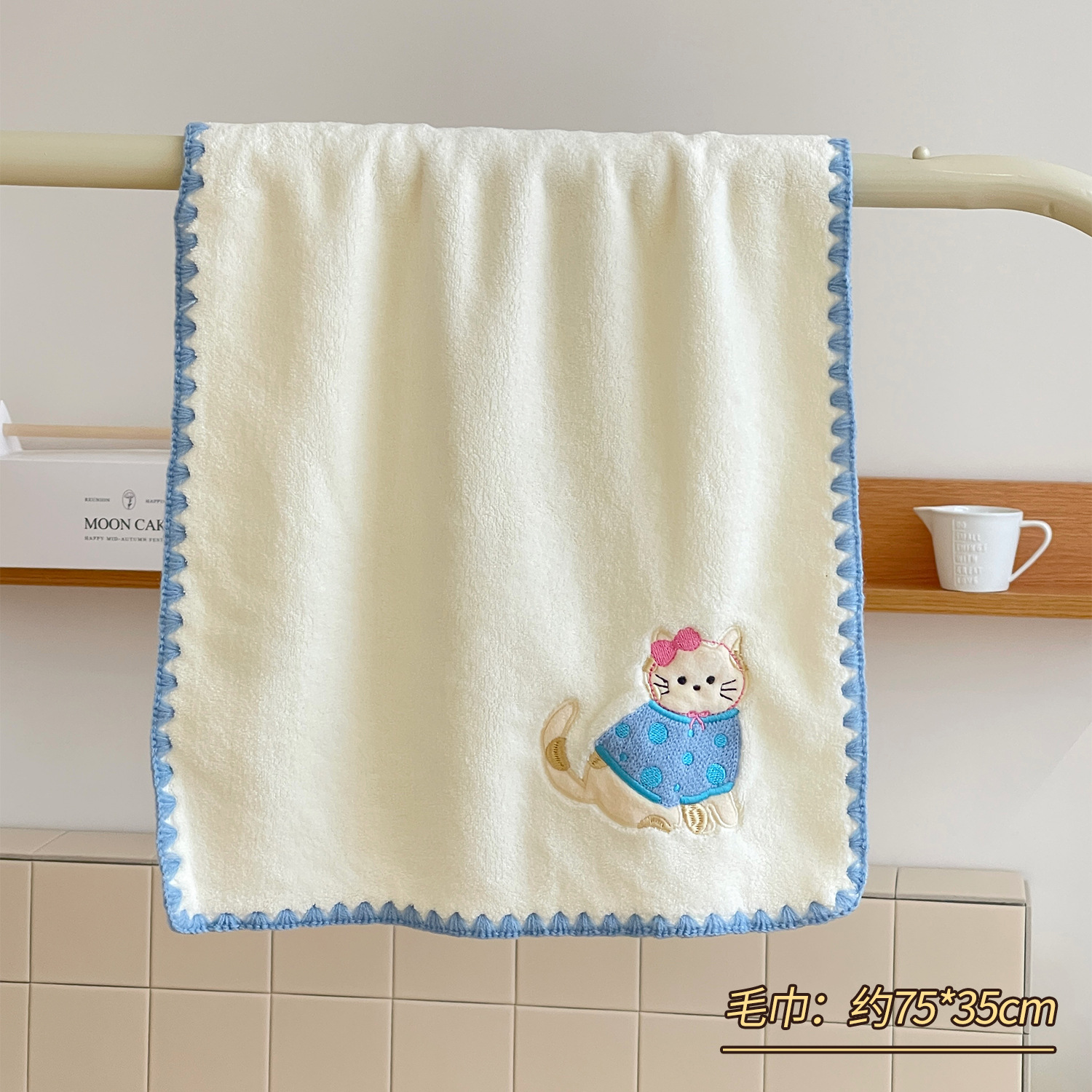 Nuevo bordado toalla de baño gatito toallas de tres piezas para mujeres coral vello para aumentar la absorción de agua no perder cabello dormitorio doméstico