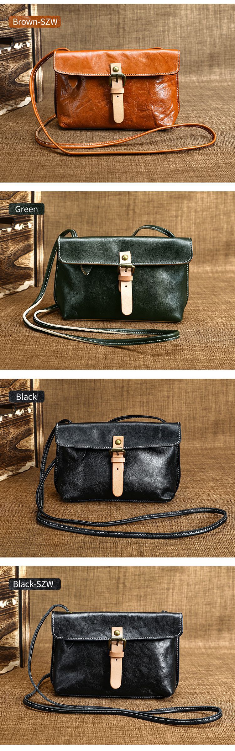 Ví cầm tay nữ da thật phong cách retro đơn giản, khóa gập — Vết xước tay đen, vết xước tay màu đỏ, Vết xước tay màu nâu, màu xanh chi tiết 18