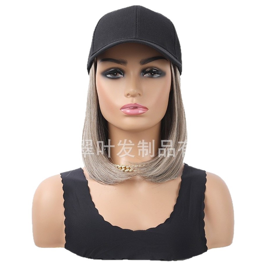 Sombrero pelucas fibra química corta pelo recto Bobo cabeza en una peluca de moda pelucas 10 pulgadas