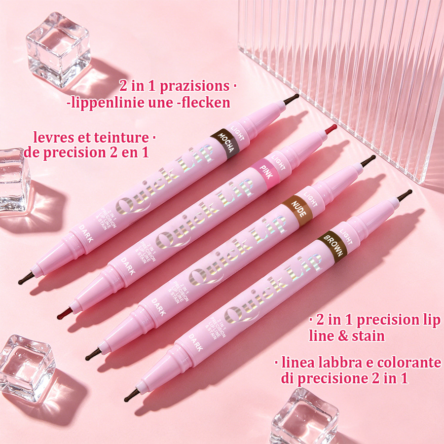 PAGE VINE doble lápiz labial lápiz labial esculpido lápiz labial 2 en 1 sello lápiz de delineador de ojos impermeable a prueba de sudor