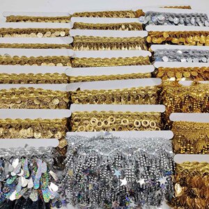 10yard glitter fringe trim ribbon edge for DIY sewing dance costumes  gold and silver glitter shiny thread trim for sewing  evening dresses daily wear accessories