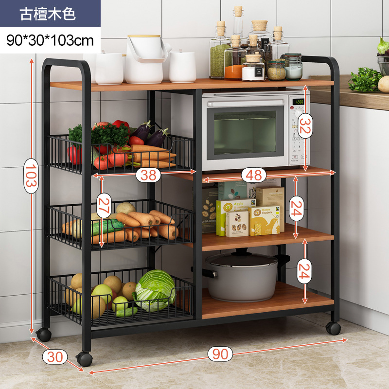 Cesta de la cocina estante de almacenamiento de piso multi-capa hogar vegetal rack de almacenamiento de horno microondas olla rack de almacenamiento