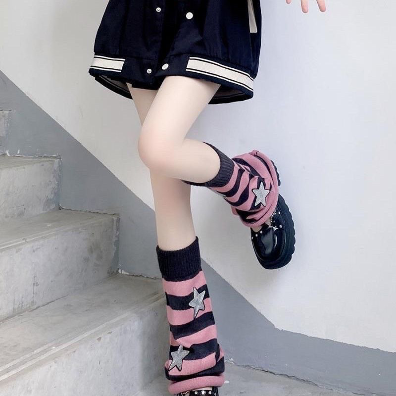 星星针织堆堆袜小腿袜白色腿套亚文化袜套辣妹显瘦ins风美腿袜套|undefined