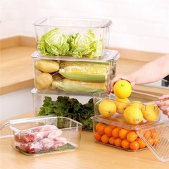 Kitchen Refrigerator Storage Box Food-Grade Household Vegetable and Fruit Plastic Preservation Box Rectangular Transparent 3-Piece Set Storage Box