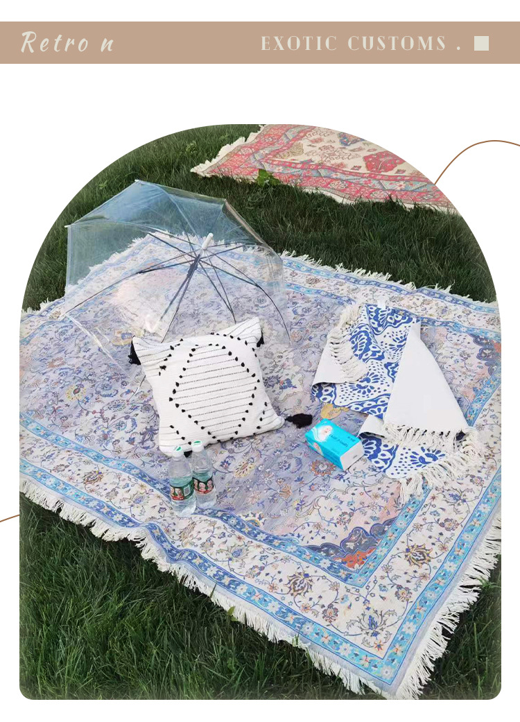 手工流蘇編織毯,露營毯,酒店民宿裝飾毯,野餐墊,防潮墊