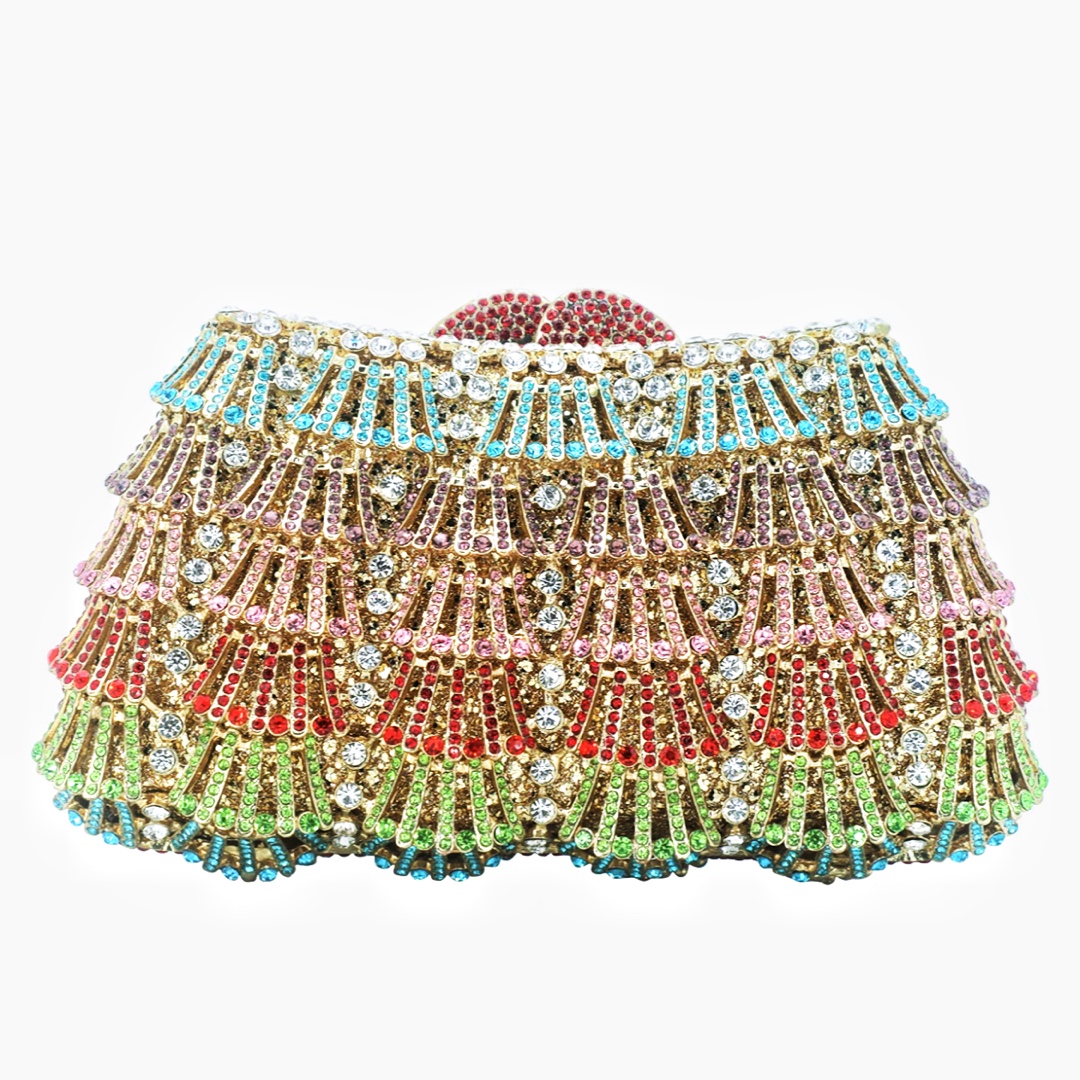 Túi clutch nữ cầm tay dự tiệc đính đá rhinestone cao cấp — Vàng ngọc xanh lam, Chim công vàng màu xanh lam, Màu đỏ vàng kim, Màu vàng kim huyền ảo