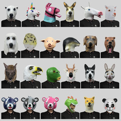 Funny Animal Series: 5 Headgear Masks for Masquerade Parties – Cute Latex Headdresses Perfect for Halloween Festivals and Performances