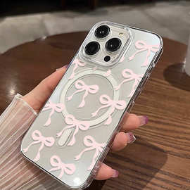 磁吸少女粉蝴蝶结适用三星 S25Ultra磁吸手机壳三星S23 FE硬壳S23