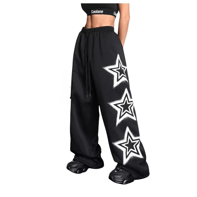 Women's Wide-Leg High-Waisted Adjustable Drawstring Pants, Casual Lightweight Gothic Pentagram Print Wide-Leg Pants Women's Wide-Leg High-Waisted Adjustable Drawstring Pants, Casual Lightweight Gothic Pentagram Print Wide-Leg Pants