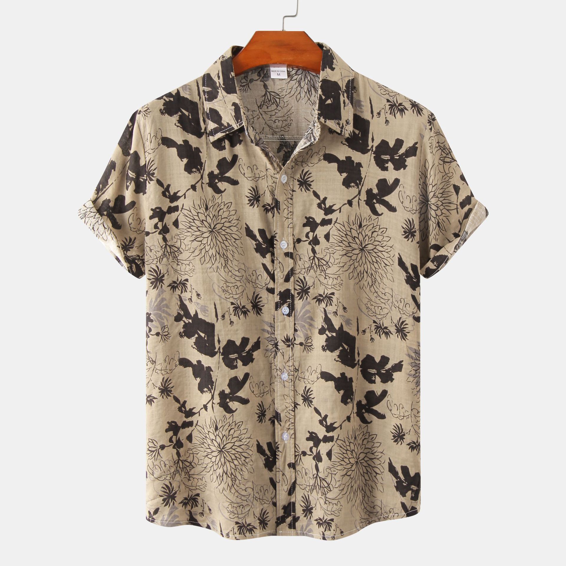 350g Weight Short Sleeve Sleeve Length 4-Way Stretch Fabric, Polyester Fabric Type Regular Top Length Blouse Tops Type Daily Occasion Turndown Neckline Breathable Function Loose Fit Type Ditsy Floral, Leaves Pattern Summer Season Men's Gender Printing Design Hawaiian Style Wholesale Men's Hawaiian Ditsy Floral Leaves Short Sleeve Printing Men's Tops 2