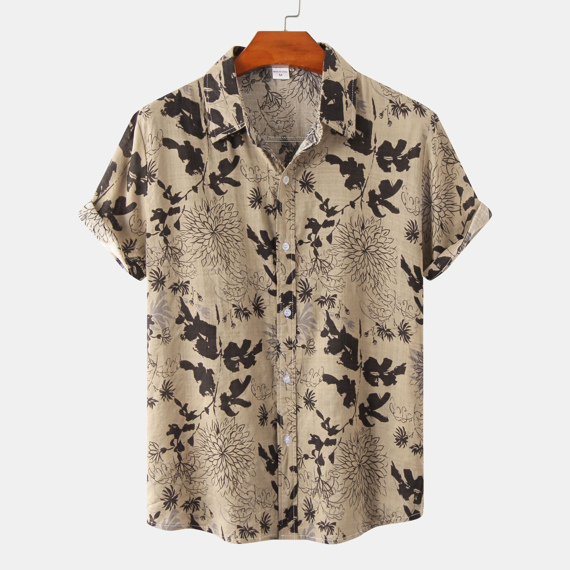 Men's Ditsy Floral Leaves Printing Blouse Men's Clothing display picture 3