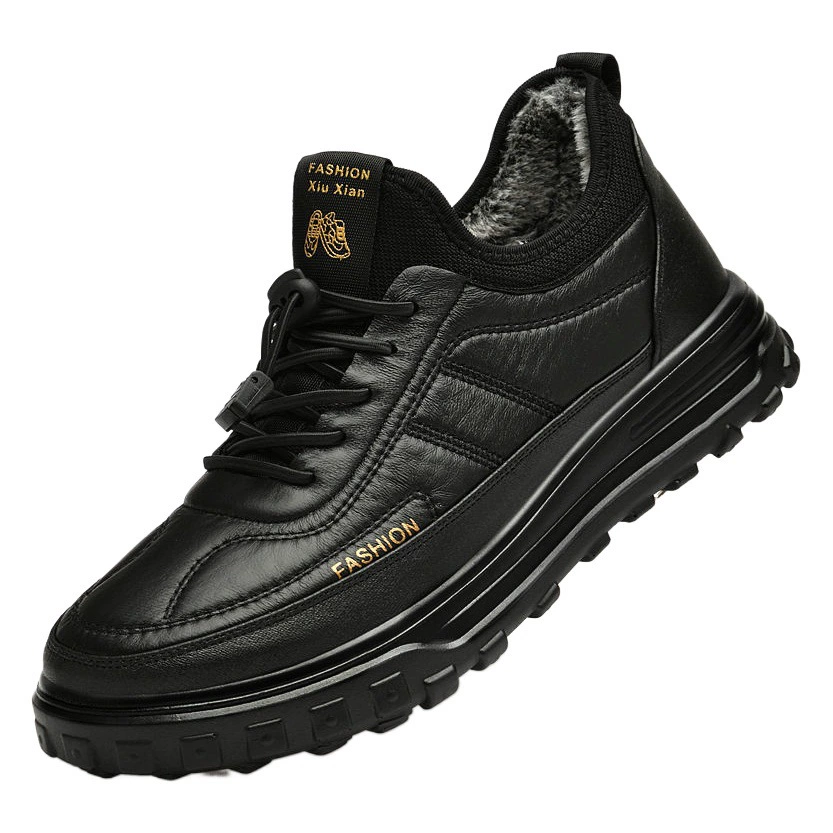 Зимняя противоскользящая Теплая мужская утолщенная хлопковая обувь на флисовой подкладке, повседневная обувь, обувь для пожилых людей, хлопковая обувь для отца