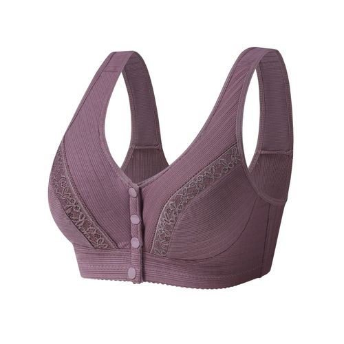 Wan Shuting Wireless Bra Vest Style Middle-aged and Elderly Bras Large Size Front Button Mom Underwear